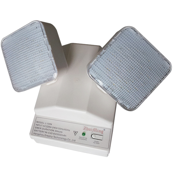 6W ट्विन स्पॉट एलईडी आपातकालीन प्रकाश 6500K 3.6V 3.0Ah Ni-Cd बैटरी पीसी केसिंग IP20